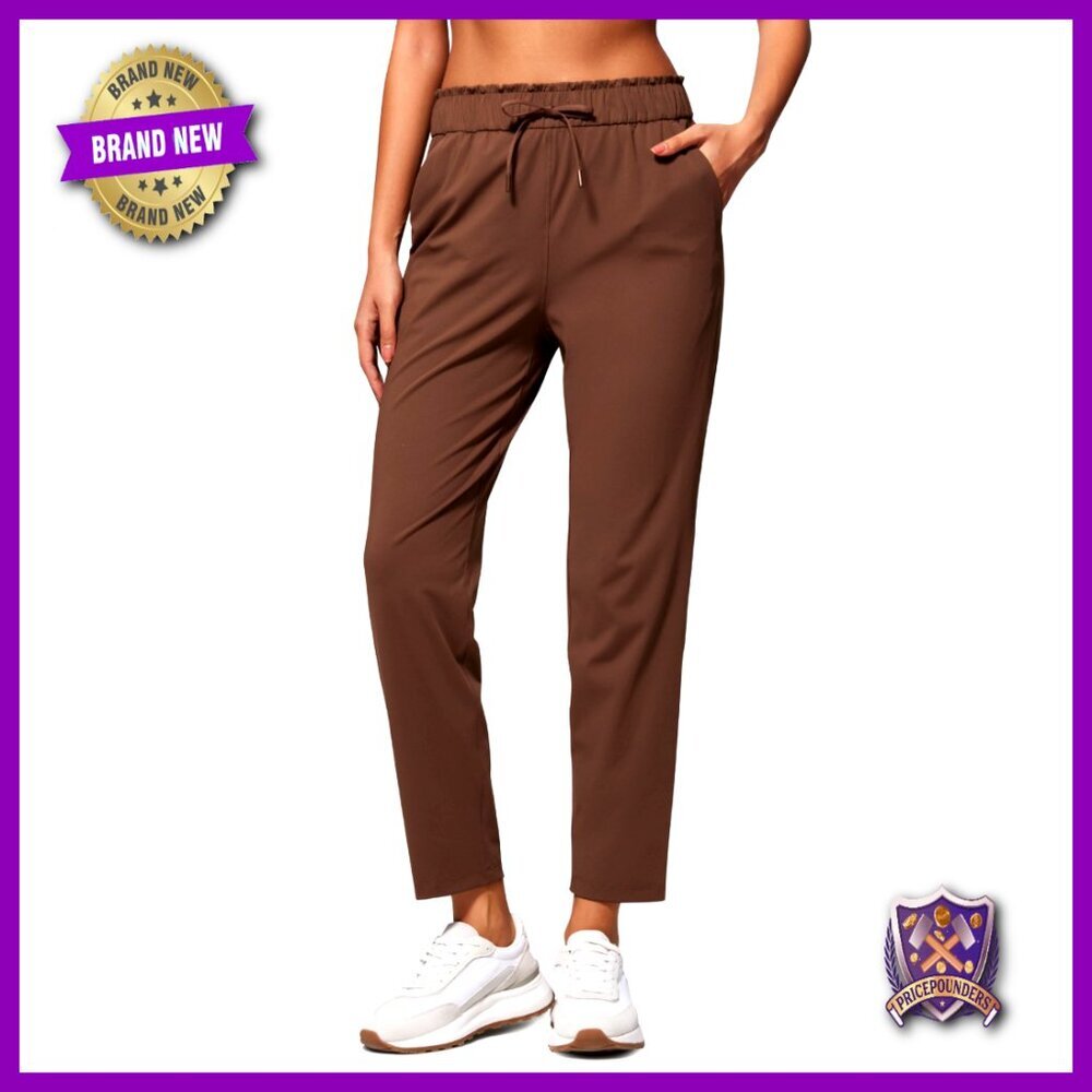 High Waisted 4-Way Stretch Ankle Pants with Pockets for Work Travel